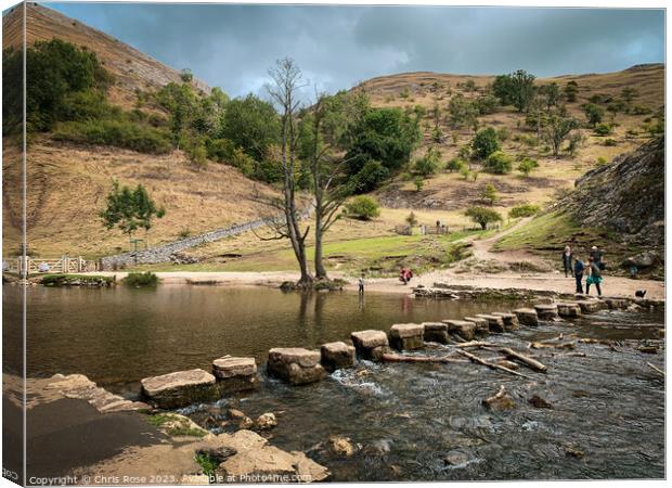 Dovedale stepping stones Canvas Print by Chris Rose