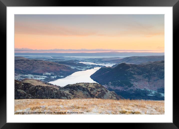Ullswater and the North Pennines from Birkhouse Moor, Lake District, Cumbria, UK Framed Mounted Print by David Forster