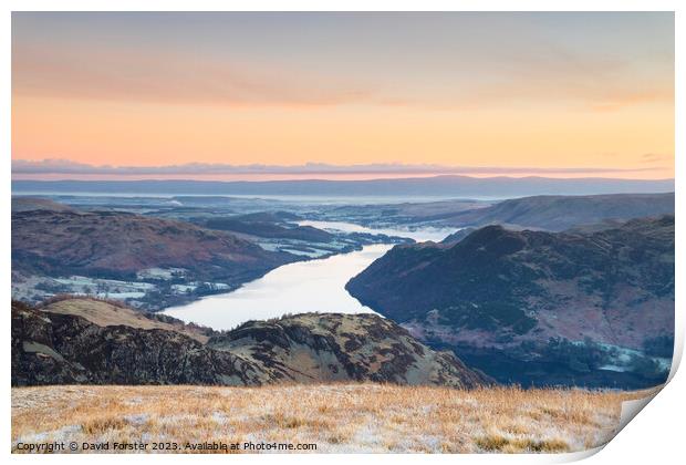 Ullswater and the North Pennines from Birkhouse Moor, Lake District, Cumbria, UK Print by David Forster