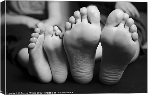 Big Feet Little Feet - Mother And Son Canvas Print by Darren Wilkes