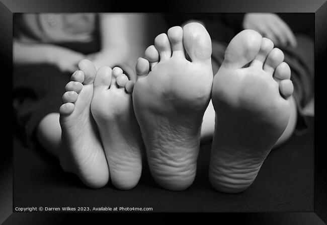 Big Feet Little Feet - Mother And Son Framed Print by Darren Wilkes