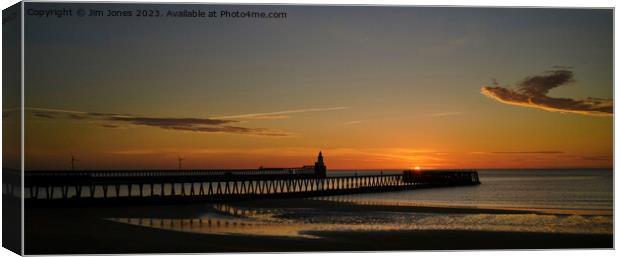 January Sunrise at the end of the pier - Panorama Canvas Print by Jim Jones