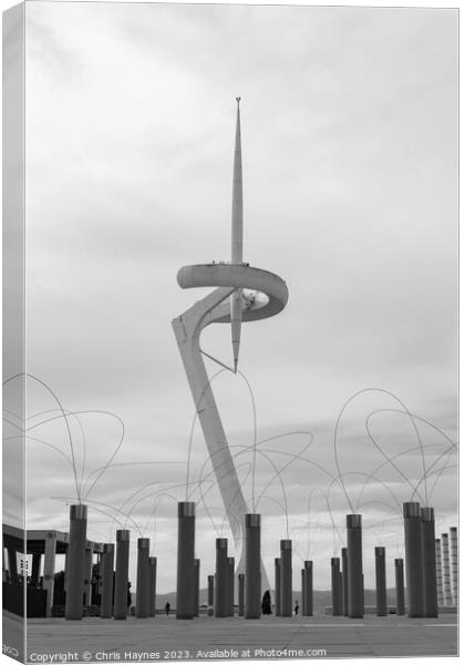 Telefonica Tower in Black and White Canvas Print by Chris Haynes
