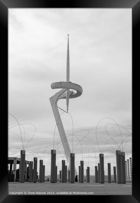 Telefonica Tower in Black and White Framed Print by Chris Haynes