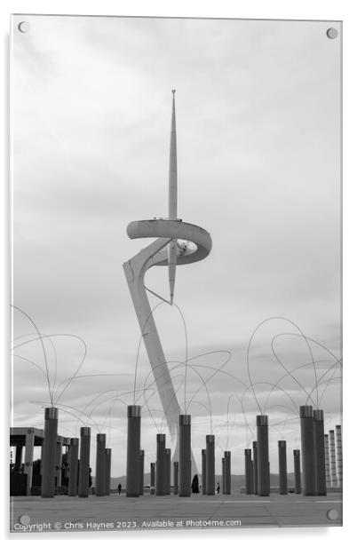Telefonica Tower in Black and White Acrylic by Chris Haynes