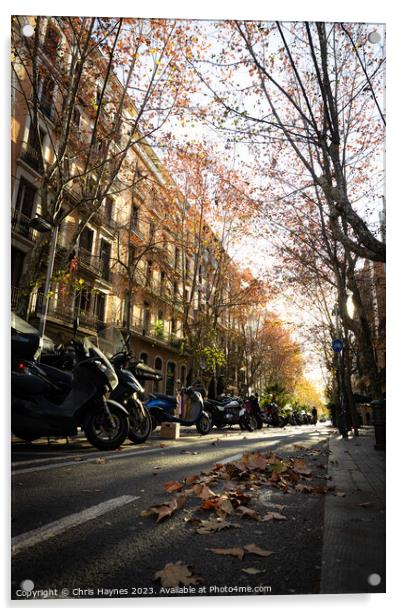 Winter Catalonian Street Acrylic by Chris Haynes