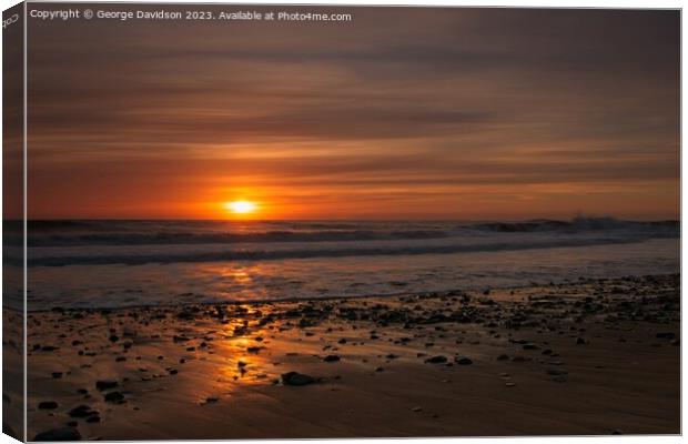 Misty Sunrise Over North Eastern Beach Canvas Print by George Davidson