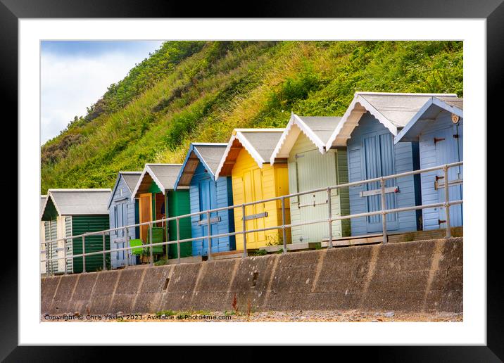 Seaside beach huts Framed Mounted Print by Chris Yaxley