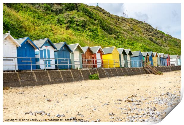 Seaside beach huts Print by Chris Yaxley