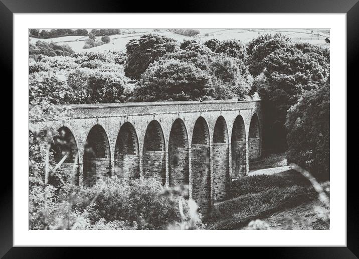 Thornton Viaduct - Olde Worlde Mono Framed Mounted Print by Glen Allen