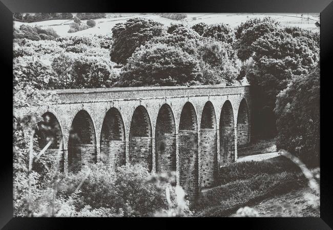 Thornton Viaduct - Olde Worlde Mono Framed Print by Glen Allen