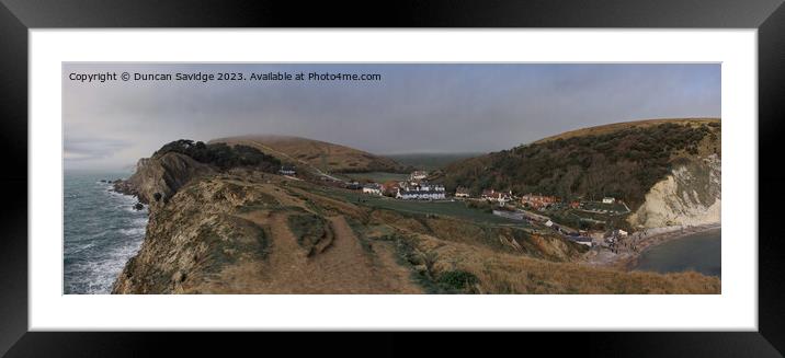 Looking inland towards Lulworth Cove village Framed Mounted Print by Duncan Savidge