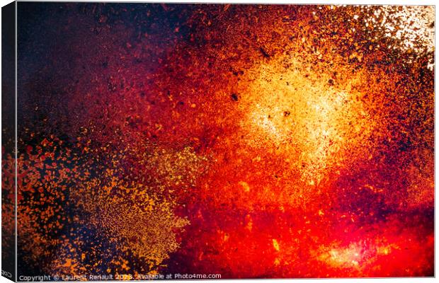 Blaze and red flames in the wood burner Canvas Print by Laurent Renault