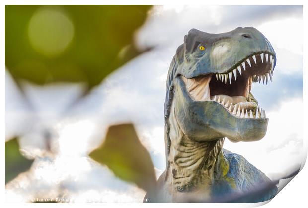 Scary Tyrannosaurus Rex or T-Rex photography with a blurry foreg Print by Laurent Renault