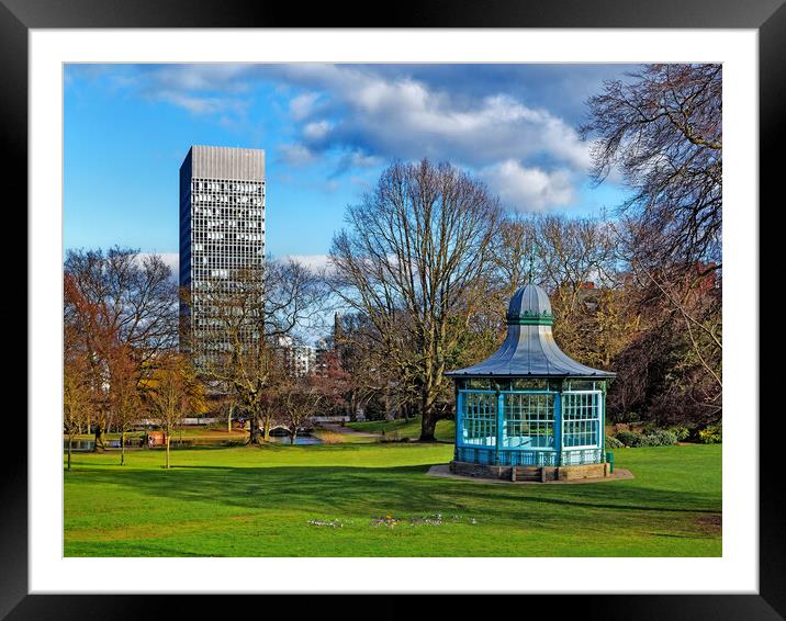 University Arts Tower & Weston Park Bandstand Framed Mounted Print by Darren Galpin