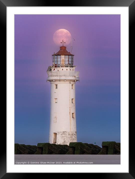 Moonset at New Brighton Lighthouse Framed Mounted Print by Dominic Shaw-McIver