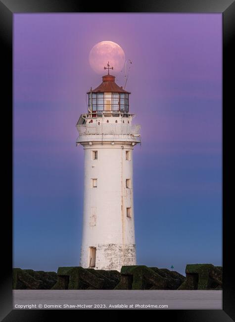 Moonset at New Brighton Lighthouse Framed Print by Dominic Shaw-McIver