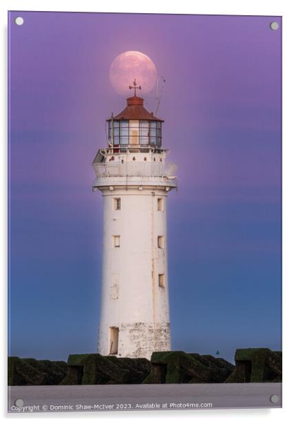 Moonset at New Brighton Lighthouse Acrylic by Dominic Shaw-McIver