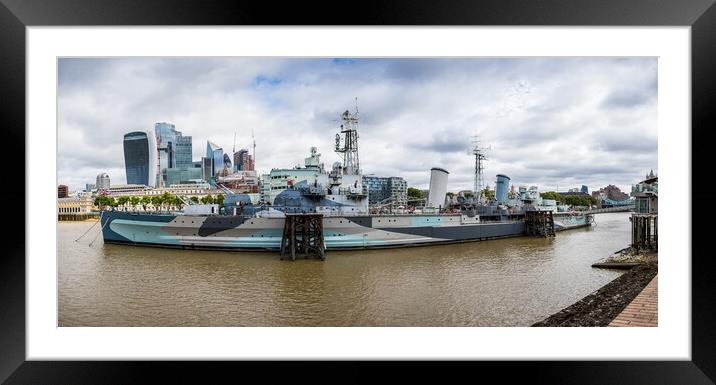 HMS Belfast panorama Framed Mounted Print by Jason Wells