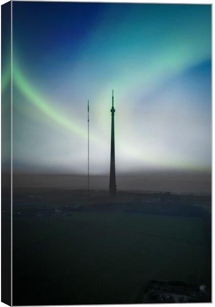 Aurora over Emley Moor Canvas Print by Apollo Aerial Photography