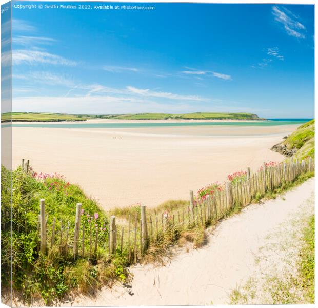 The Camel Estuary and SW coast path, Cornwall Canvas Print by Justin Foulkes