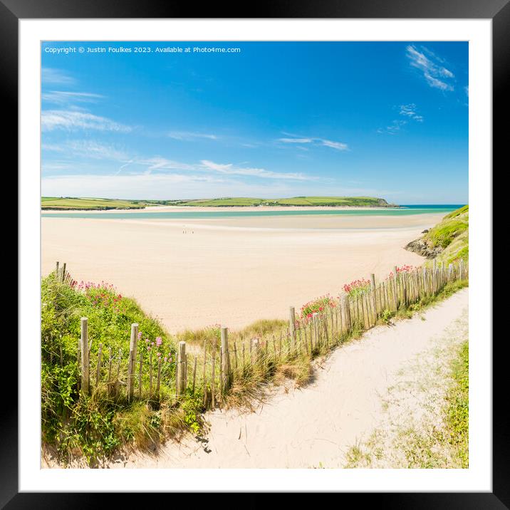The Camel Estuary and SW coast path, Cornwall Framed Mounted Print by Justin Foulkes