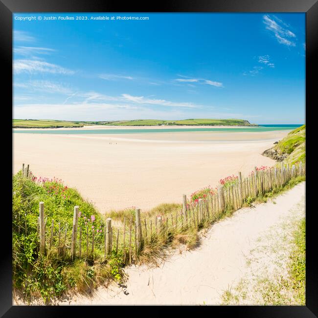 The Camel Estuary and SW coast path, Cornwall Framed Print by Justin Foulkes