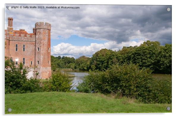 Herstmonceux Castle with moat Acrylic by Sally Wallis