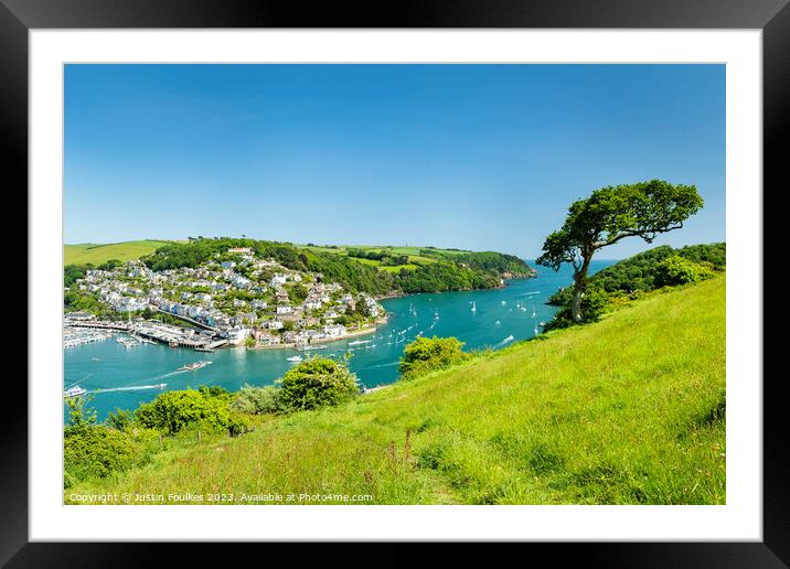 Kingswear and the River Dart, from Dartmouth, Devon Framed Mounted Print by Justin Foulkes