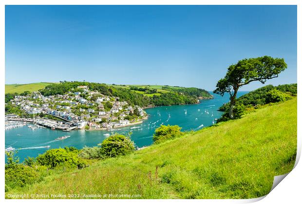 Kingswear and the River Dart, from Dartmouth, Devon Print by Justin Foulkes