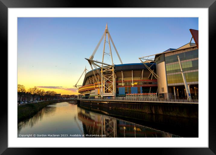Principality Stadium Cardiff Sunset  Framed Mounted Print by Gordon Maclaren