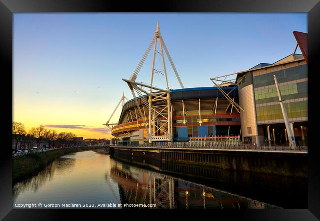Principality Stadium Cardiff Sunset  Framed Print by Gordon Maclaren