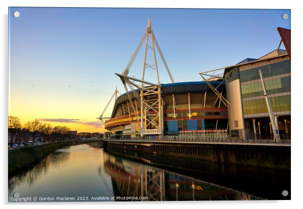 Principality Stadium Cardiff Sunset  Acrylic by Gordon Maclaren