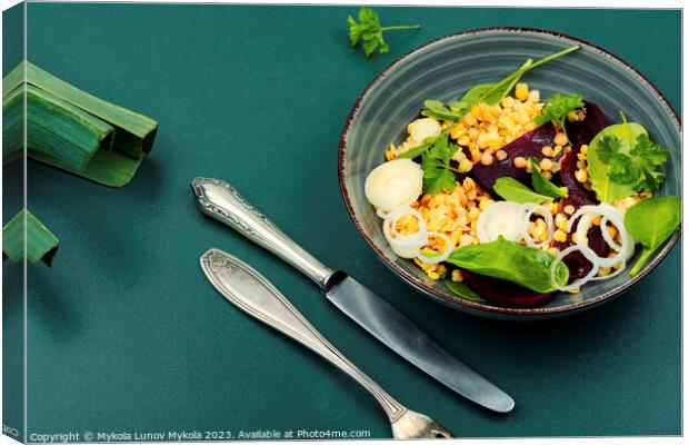 Low calorie lentil salad, Vegan food Canvas Print by Mykola Lunov Mykola