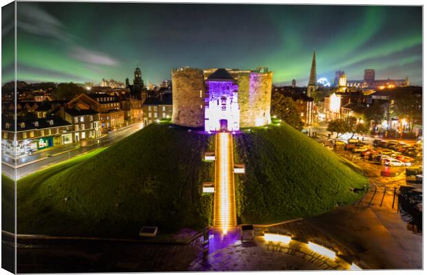 Cliffords Tower York Castle Aurora Canvas Print by Apollo Aerial Photography