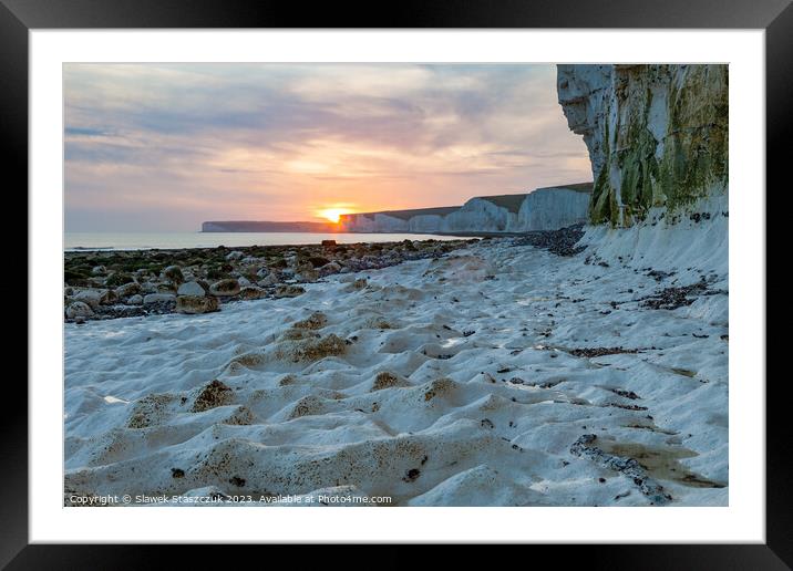 Birling Gap Framed Mounted Print by Slawek Staszczuk