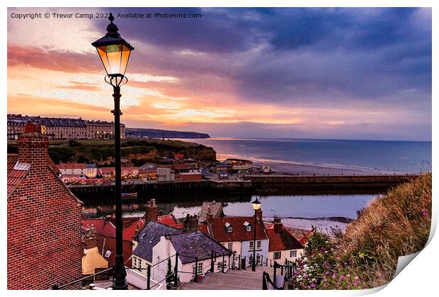 Whitby By Lamplight in oils Print by Trevor Camp