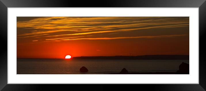 Praia da Rocha Sunset Panorama Framed Mounted Print by Jeremy Hayden