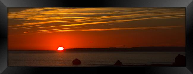 Praia da Rocha Sunset Panorama Framed Print by Jeremy Hayden