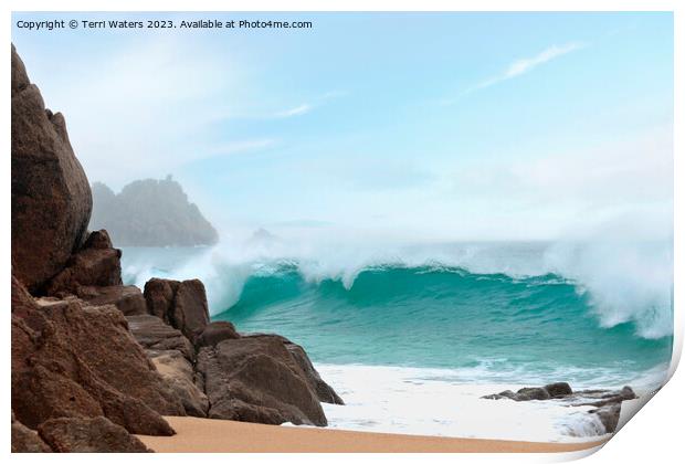 Porthcurno Wave Print by Terri Waters