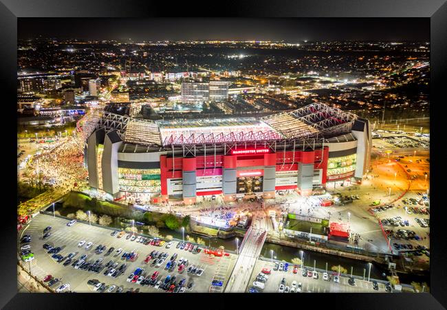 Old Trafford at Night Framed Print by Apollo Aerial Photography