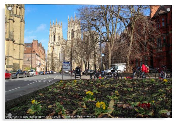 York Minster from the Flowerbed Acrylic by GJS Photography Artist