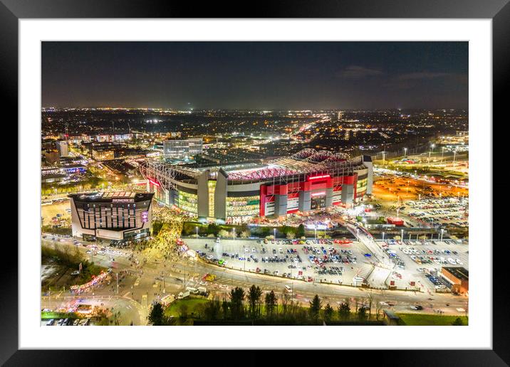 Old Trafford Lights Framed Mounted Print by Apollo Aerial Photography