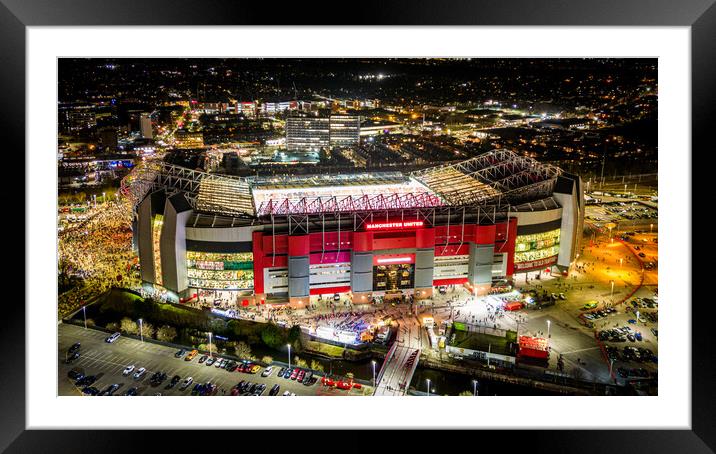 Old Trafford Lights Framed Mounted Print by Apollo Aerial Photography
