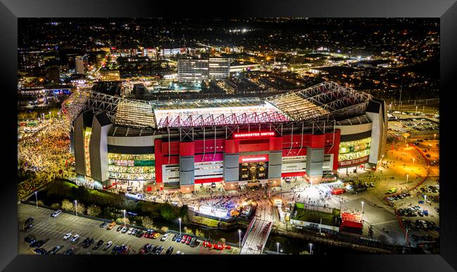 Old Trafford Lights Framed Print by Apollo Aerial Photography
