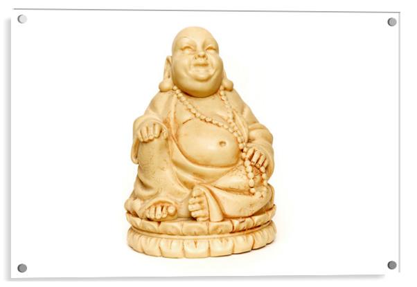 Smiling Ivory Buddha Acrylic by Fabrizio Troiani