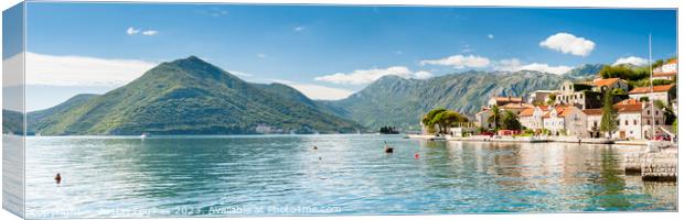 Panoramic view of Perast, Bay of Kotor, Montenegro Canvas Print by Justin Foulkes