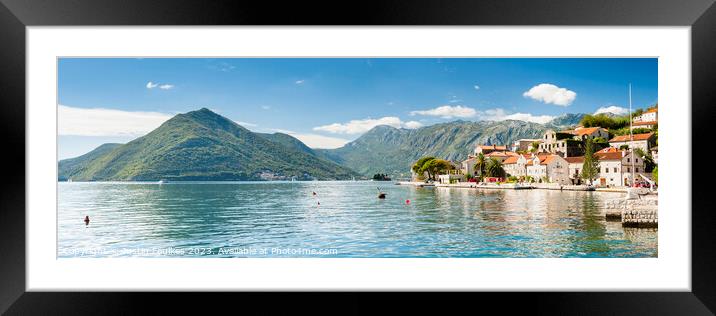 Panoramic view of Perast, Bay of Kotor, Montenegro Framed Mounted Print by Justin Foulkes
