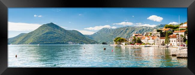 Panoramic view of Perast, Bay of Kotor, Montenegro Framed Print by Justin Foulkes
