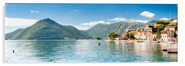 Panoramic view of Perast, Bay of Kotor, Montenegro Acrylic by Justin Foulkes
